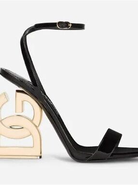 Dolce & Gabbana Women's Keira Patent Leather DG Pop Heel Sandals size (36)